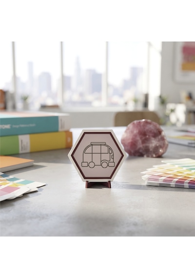 Şık Karavan Desenli Modern Masaüstü Aksesuarı Yaşam Alanlarınıza Pozitif Enerji Katan Özel Tasarım Ürün 10x10 Cm, Yavru Ağzı