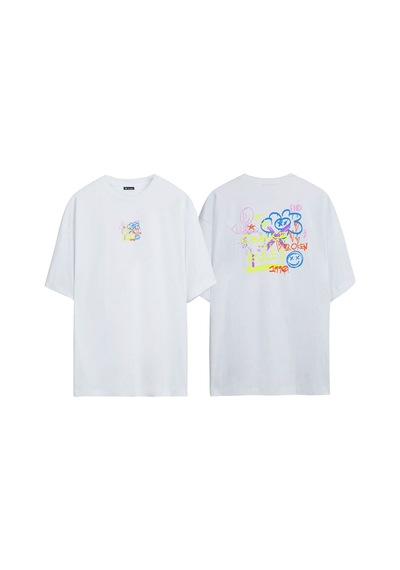 Thewert Unisex Change The Rules Ön Arka Baskılı Beyaz Oversize T-shirt