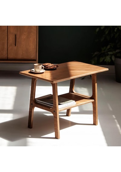 Woodesk Voile, Ahşap Orta Sehpa, Coffee Table, 50x35 Tik Renk