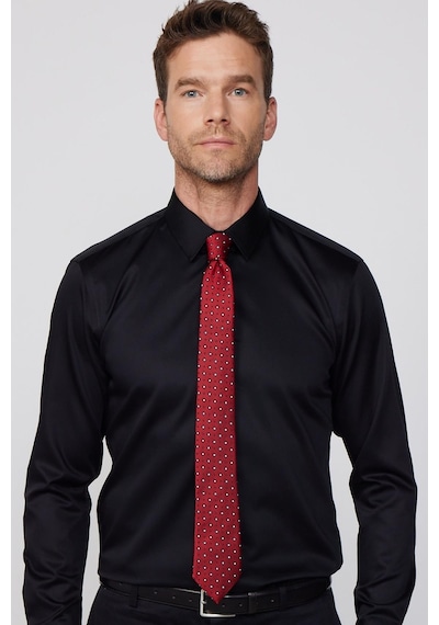 Tudors Slim Fit Non Iron Siyah Erkek Gömlek-29750-siyah Siyah