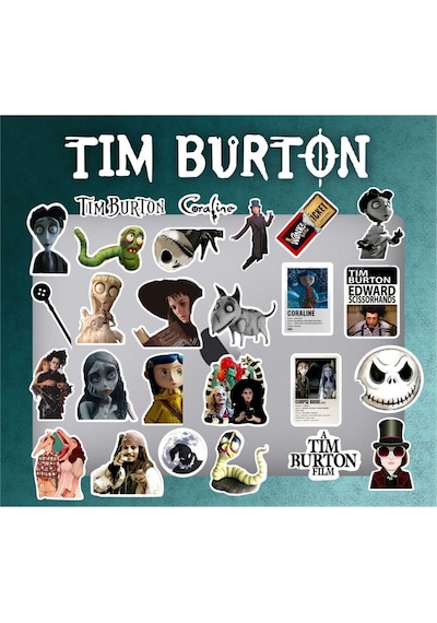 Tim Burton Macbook Notebook Tablet Telefon Ajanda Laptop Defter Sticker Seti Diğer