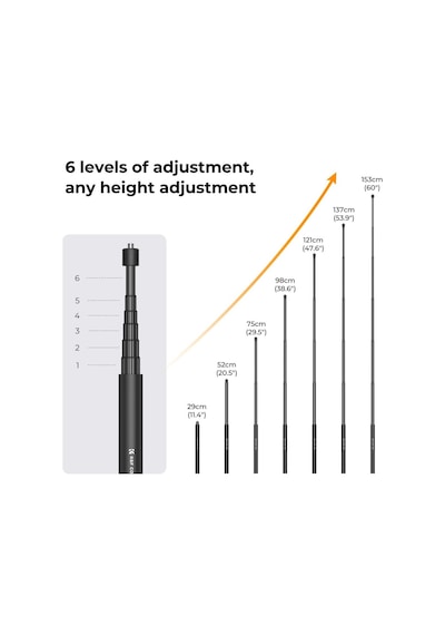K&f Concept Görünmez Selfie Çubuğu 153 Cm Insta360 X3/x4/x5 Uyumlu