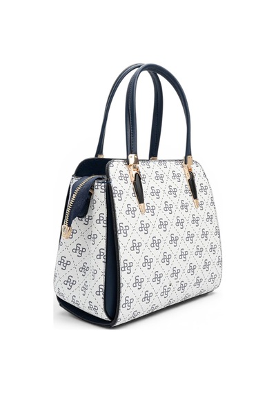 Silver & Polo Silver Polo Beyaz - Lacivert Monogram Kadın El Çantası Sp1136