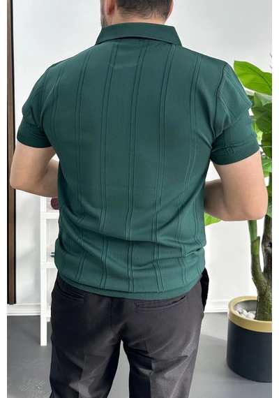 Erkek Desenli Polo Yaka Tişört Yeşil Edw457 Yeşil