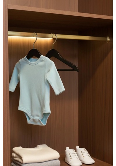 Orvila 12 Adet - Bebek Ve Çocuk Boy Ahşap Görünümlü Plastik A Kalite Elbise Askısı Tshirt Pantolon Askı Siyah-krom