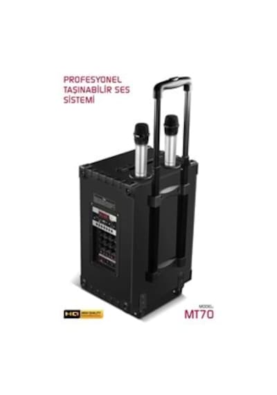 Powerway Mt70 Şarjlı Çift Mikrofonlu Hoparlör Karaoke Sistemi Taşınabilir Amfi Bluetooth Hoparlör
