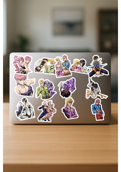 Jojo No Kimyou Na Bouken Part 5 Anime Telefon Laptop Yapışkanlı Folyo Sticker Paketi 25 Adet Çok Renkli