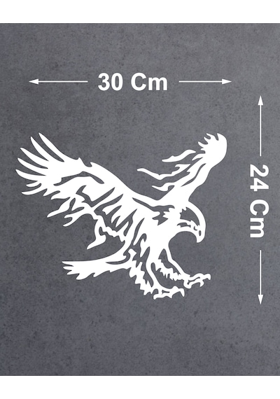 Sticker Dizayn Kartal Sticker - Eagle Beşiktaş Kanatlı Uçan Kartal Sticker - Araba Oto Motosiklet Karavan Cam Sticker - 00326 30x24 Cm