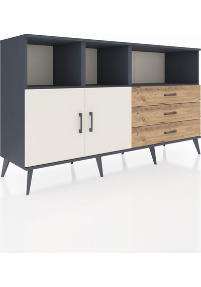 Hyperion Konsol 5 Raflı 3 Çekmeceli 2 Kapaklı 176x44x99 Antrasit- Antrasit-aytaşı/çam Hyperion Konsol 5 Raflı 3 Çekmeceli 2 Kapaklı 176x44x99 Antrasit- Antrasit-aytaşı/çam