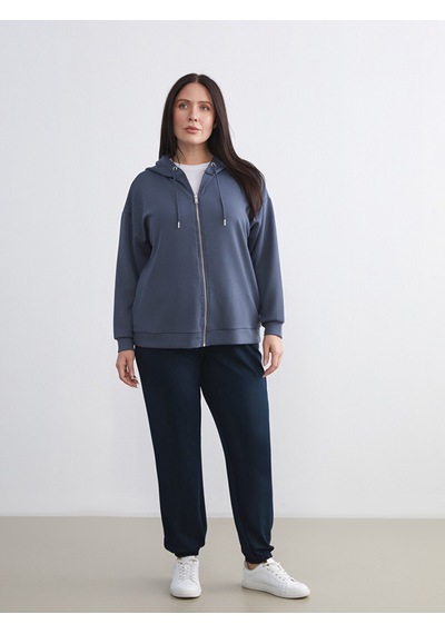 Lcw Everyday Antrasit Kapüşonlu Oversize Kadın Fermuarlı Sweatshirt
