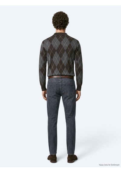 Kip Koyu Mavi Düz Slim Fit Denim Pamuk Karışımlı Pantolon