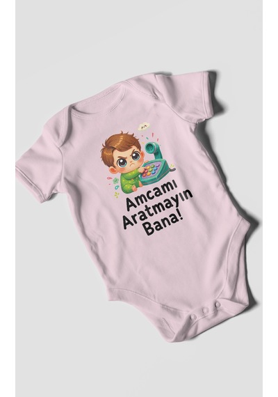 Morivokids Amcamı Aratmayın Bana Kısa Kollu Bebek Body %100 Pamuk Bebe Pembe