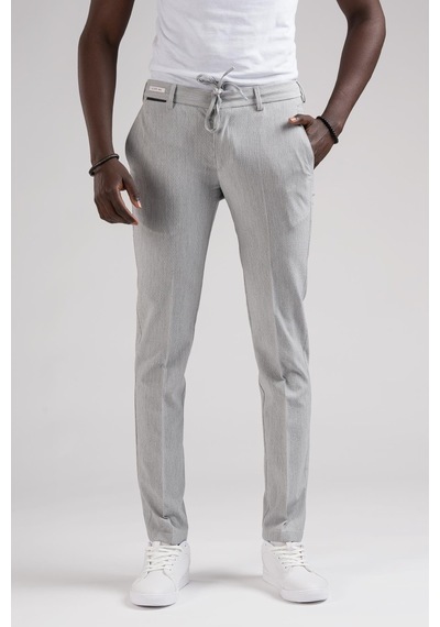 Ecer Slimfit Beli Yarım Lastikli Ve İplikli İnce Çizgili Yazlık Jogger Pantolon 001