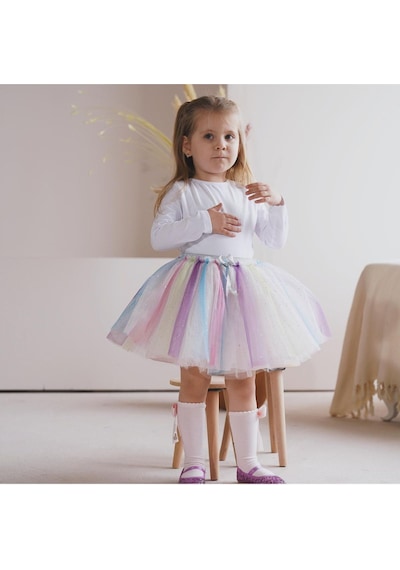 Linola Baby Kids Renkli Sim Baskılı Çocuk Eteği Çok Renkli