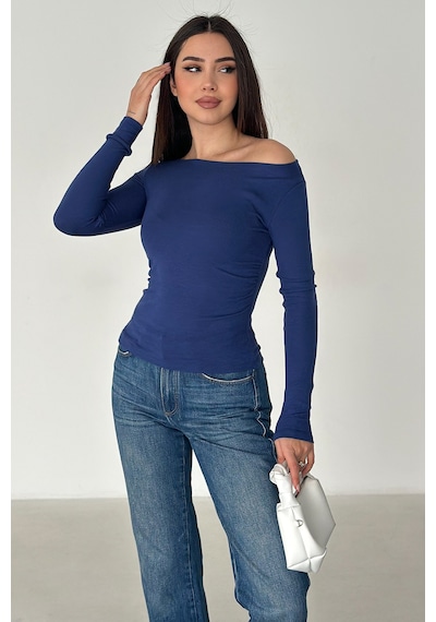 Noa & Noa Kadın Omuz Açık Fit Bluz Burgundy Glow Lacivert