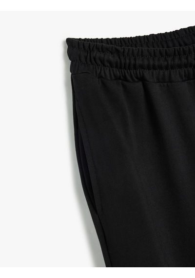 Koton Jogger Eşofman Altı Cepli Beli Bağlamalı Üç İplik Siyah 5wak40066ek Siyah