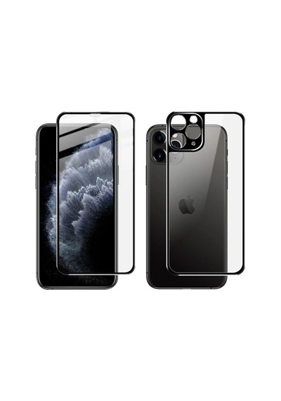 iPhone Uyumlu 11 Pro Metal Çerçeve Ön Arka 3d Full Tempered Cam Koruyucu-1852