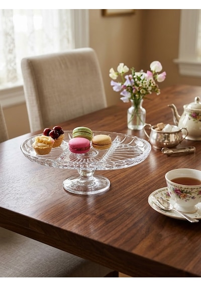 Elegant Ayaklı Oval Bölmeli Servis Tabağı Beyaz