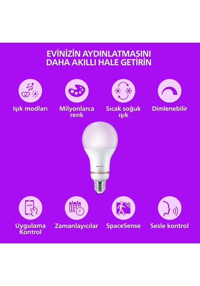 Smart Lighting Led Ampul A80 E27 150w Eşdeğer Rgb - Google Home, Alexa, Homekit Ve Matter Uyumlu Diğer