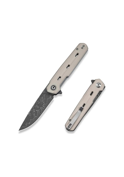 Civivi Navo Ivory G10 Handle Damascus Blade Kamp Çakı Krem