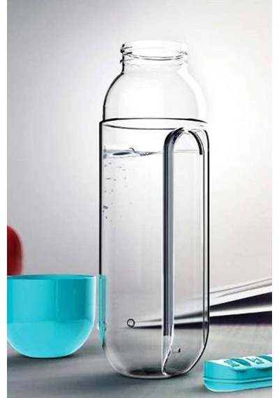 İlaç Saklama Kutusu Matara Suluk 600ml 7 Gün Hap Kutusu Organizer Spor Sızdırmaz Su Şişesi Bardak