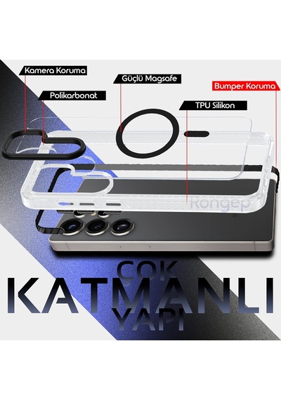 Wavy-bumper Samsung Galaxy S25 Ultra İçin Kılıf Manyetik Magsafe İle Uyumlu S25 Ultra Koruyucu Sararma Karşıtı Güçlü Manyetikli Tpu+pc Bumper Hybrid Tasarımlı Samsung S25 Ultra Kılıfı