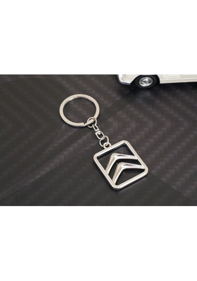 Citroen Uyumlu Logo Krom Metal Çift Yön Stil Anahtarlık