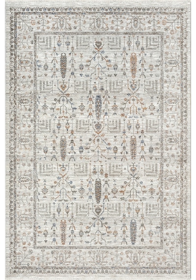 Merinos Valeria Serisi Etnik Desenli Salon Oturma Odası Halısı Hav Toz Vermez Dokuma Taban 91001-060 Krem