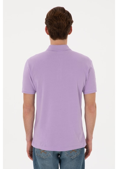 U.S. Polo Assn. Erkek Slim Fit Polo Yaka Lila Basic Tişört 50305929-VR034