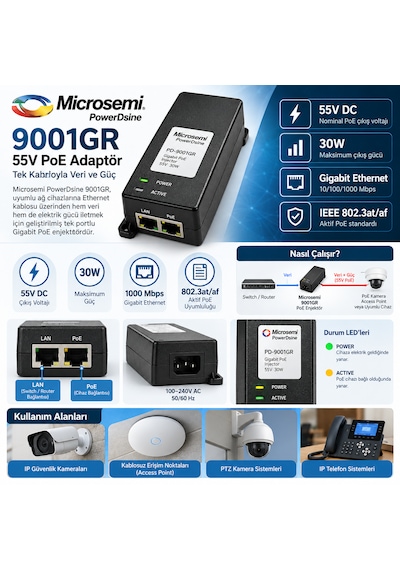 55v Microsemi 9001gr Poe Adaptör