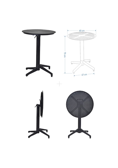Vilinze Tilia Plastik Bahçe Balkon Bistro Seti Katlanır Masa 60 60 Cm Siyah