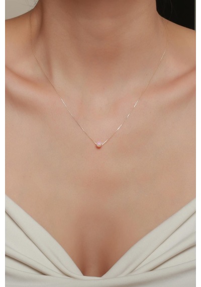 14 Ayar Altın Mini Opal Taşlı Kolye Sarı Altın