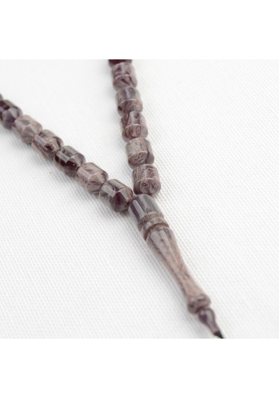 Fıçı Kesim 10x7 Mm İmzalı Seri Hareli Sıkma Kehribar Sistem Püsküllü Tesbih Siyah