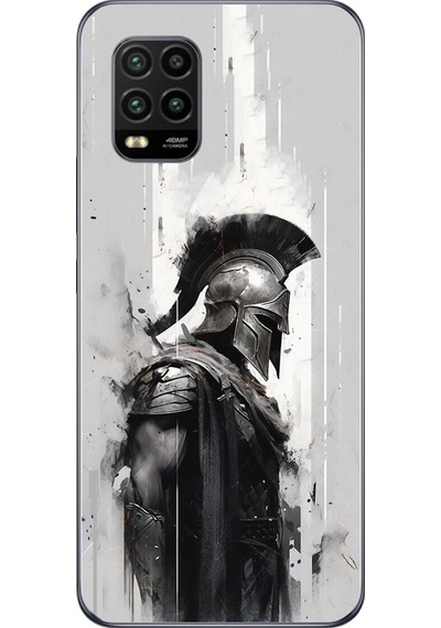 Xiaomi Mi 10 Lite Uyumlu Şeffaf Kılıf Spartan 2 Tasarımlı