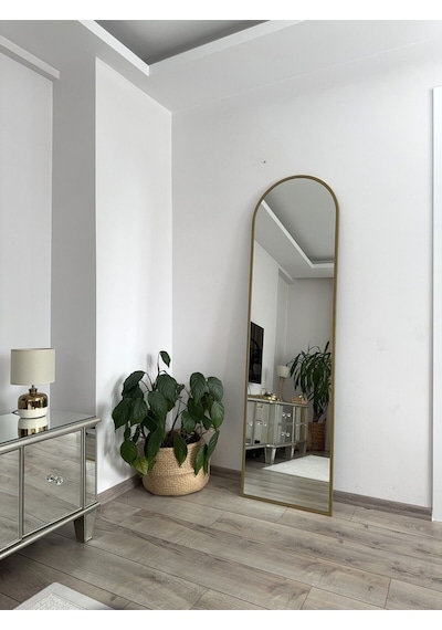 Effe Gold Metal Çerçeveli 180x50 Cm Oval Boy Aynası