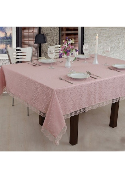 Bilgiçler Güpürlü Dertsiz Masa Örtüsü 160X220Cm Pudra
