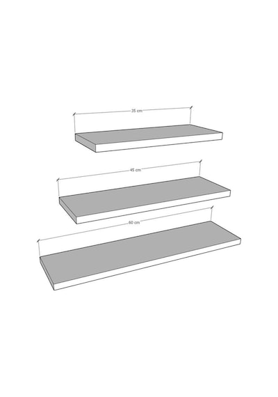 Asra Trend Modern Duvar Rafı DRF-02 %100 MDF 3'lü Dekoratif Organizer Kitaplık Antrasit