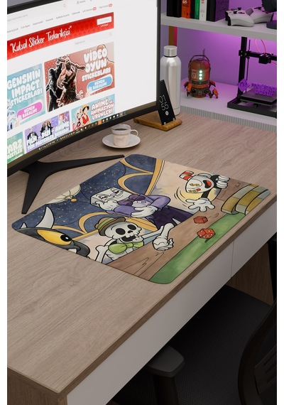 Cuphead Kaymaz Dikişli Kauçuk Oyuncu Mousepad V3 - 48x40 Xl Gaming Mouse Pad Fare Altlığı