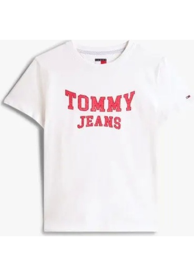 Tommy Jeans Tjw Normal Kesim Kolej Stili Kadın T-shirt Dw0dw21966ybl Beyaz