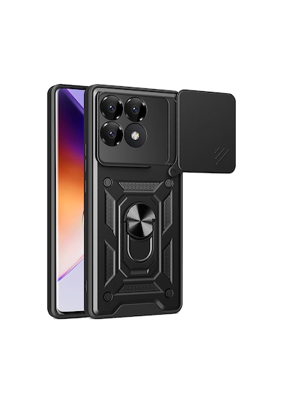 Zore Poco F6 Pro Kılıf Magnetik Standlı Kamera Korumalı Ogaa Sürgülü Vega Kapak - Mavi