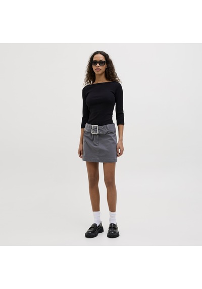 Jack & Jones Kadin Kayik Yaka Strech Fit Tisort - Fifi - 12272119 Siyah