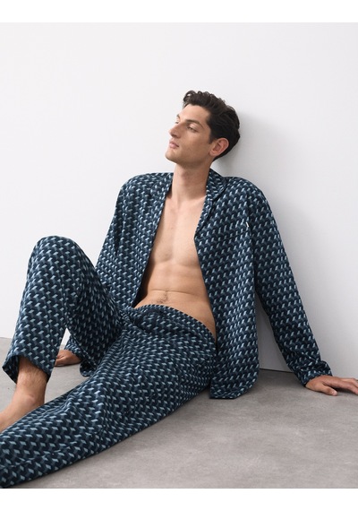 Marks & Spencer Pamuk Karışımlı Pijama Üstü T07001327a Lacivert