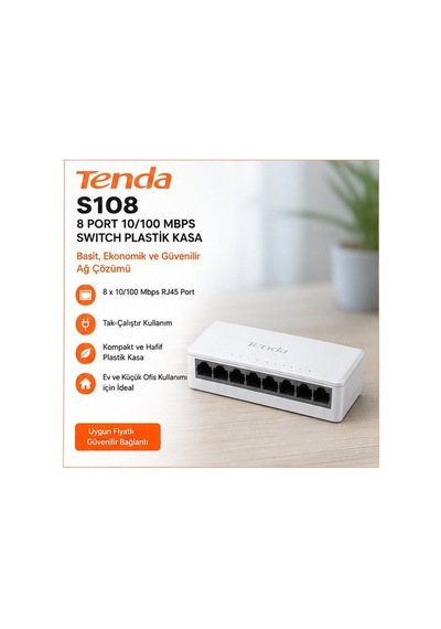 Tenda S108 8 Port 10/100 Mbps Switch Plastik Kasa