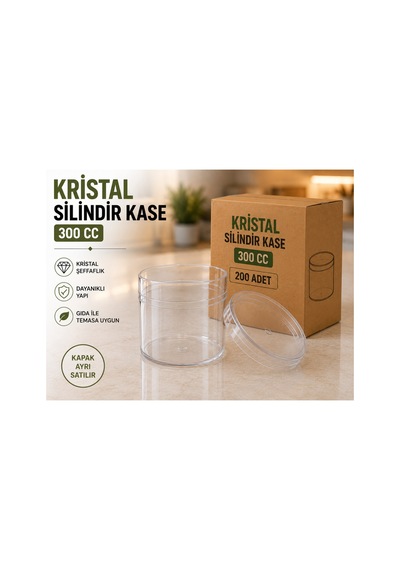 Silindir Kristal Kase 200 Adet Şeffaf Plastik Servis Kasesi Şeffaf - 917808852 Şeffaf