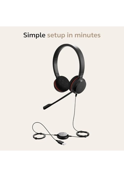 Evolve 20 Stereo Kulaklık Microsoft Sertifikalı Kulaklıklar Voıp Softphone İçin Pasif Gürültü Önleyici Usb C Kontrollü Siyah