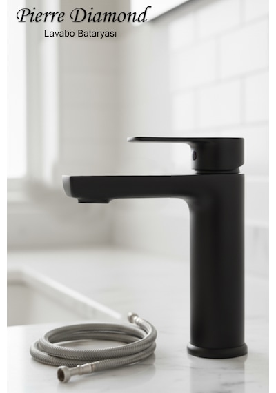 5512-1 Lavabo Bataryası Sabit Banyo Lavabosu Musluğu Musluk Armatür Beyaz Siyah Gold Krom Renkler Siyah