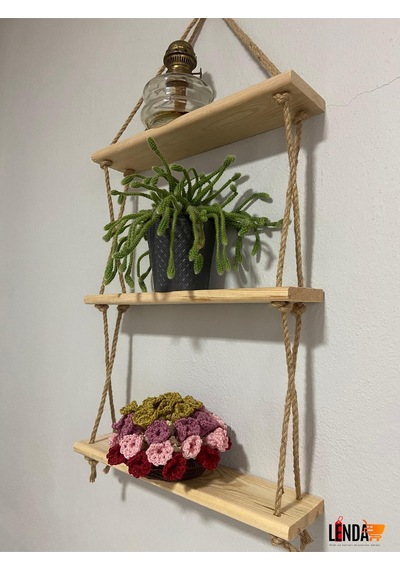 Doğal Ahşap Hazır Kurulu Dekoratif 3'lü Raf 40 Cm 9 Cm Krem