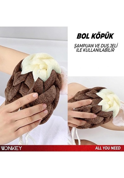 Uzun Esnek Duş Lifi, Sırt Ovma Kesesi, Yumuşak Banyo Lifi, Ovma Süngeri, Kadınlar Ve Erkekler İçin Sırt Ovma İçin Kese, Peeling Ve Hamam Kesesi 1 Adet