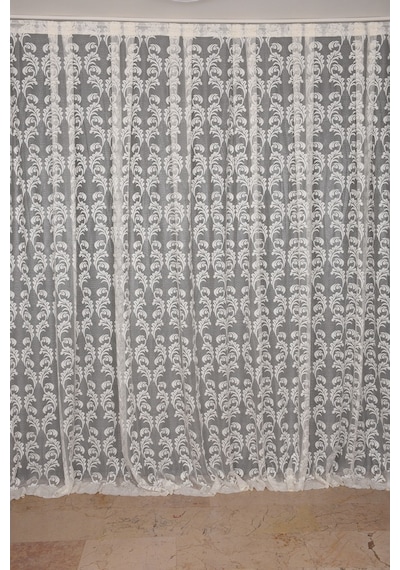 Sarmaşık Krem Dikilmiş Pileli Fon Perde 300x260 Cm