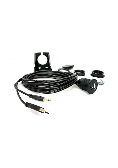 Usb 2.0 - 3.5mm Aux Uzatma Kablo Ve Montaj Aparatı Usb Aux Pan...